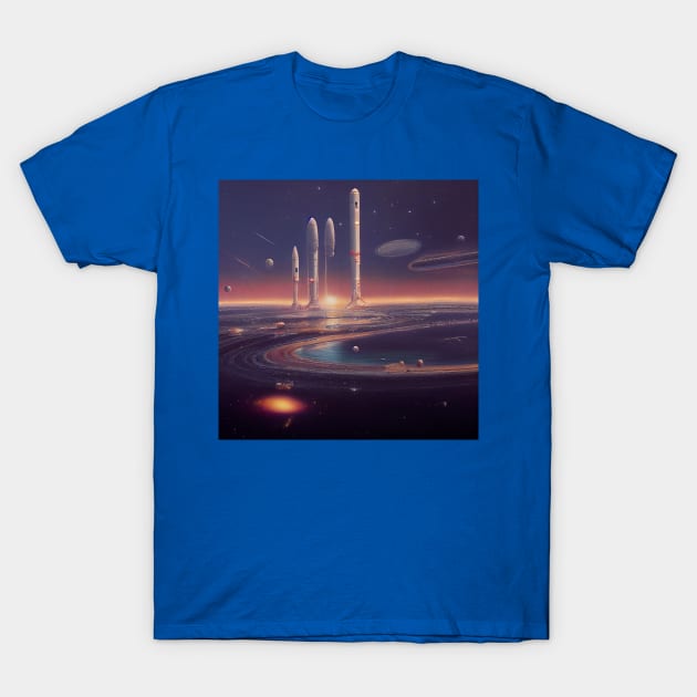 Interplanetary Spaceport T-Shirt by Grassroots Green